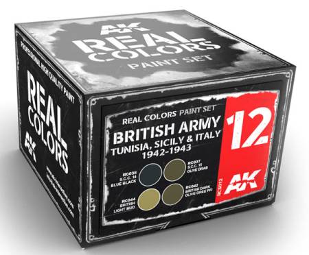 Real Colors: British Army Tunisia, Sicily & Italy 1942-1943 Acrylic Lacquer Paint Set (4) 10ml Bottles - ONLY 1 AVAILABLE AT THIS PRICE