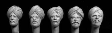 5 Heads with Sikh Turbans
