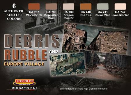 Debris Rubble & Europe Village Diorama Acrylic Set (6 22ml Bottles)