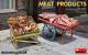 Miniart Meat Products  w/Wooden-Type Crates, Table & Cart