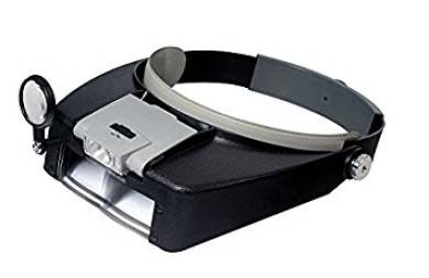 Lighted Dual Lens Headband Magnifier w/Glass Loupe 1.9x, 4.5x Power