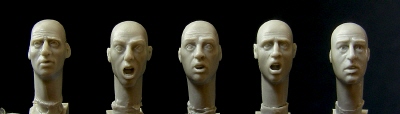 Bare Heads with Anxious or Frightened Expressions