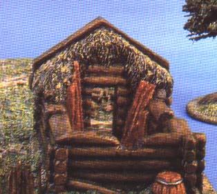 Ruined Log House with Thatch
