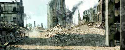 Ruined Normandy Village Background Scene