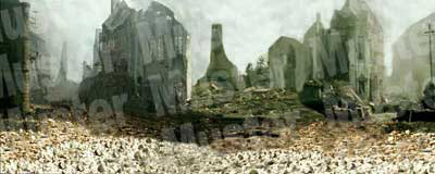 Destroyed Town Background Scene