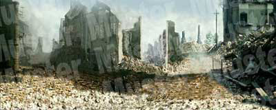 Destroyed Town Background Scene
