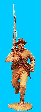 Confederate Running with Jacket Open, Rifle on Shoulder