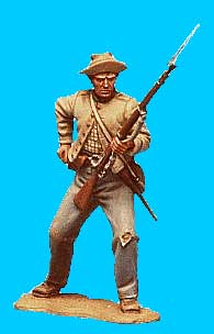 Confederate with Knees Bent, Reaching for Cartridge