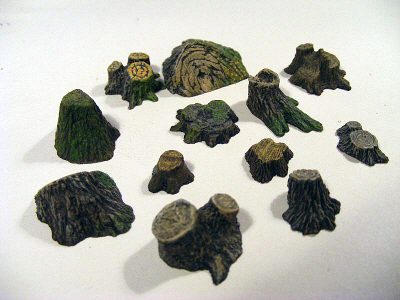 Tree Stumps and Mushrooms Set