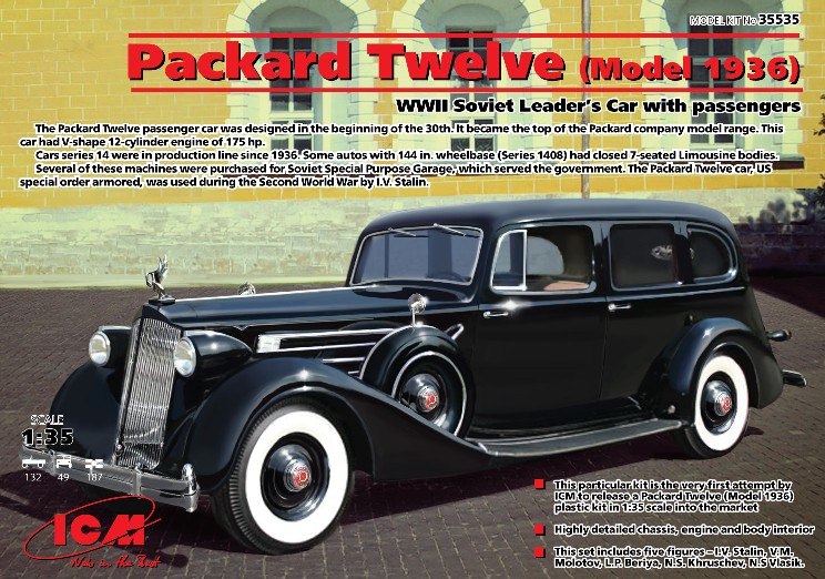 WWII Packard Twelve Mod 1936 Soviet Leader Car with 4 Figures