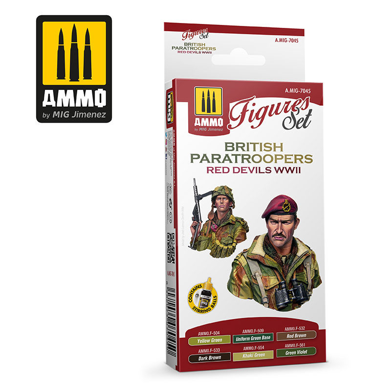 Acrylic Figures Paint Set: British Paratroopers Red Devils WWII