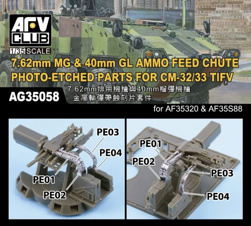 7.62mm MG & 40mm GL Ammo Feed Chute PE Parts for CM-32/33 TIFV