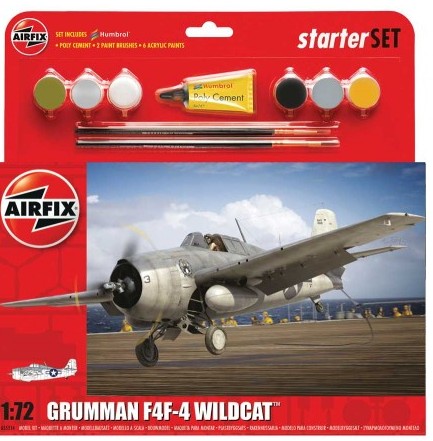 F4F4 Wildcat Aircraft Starter Set w/paint & glue