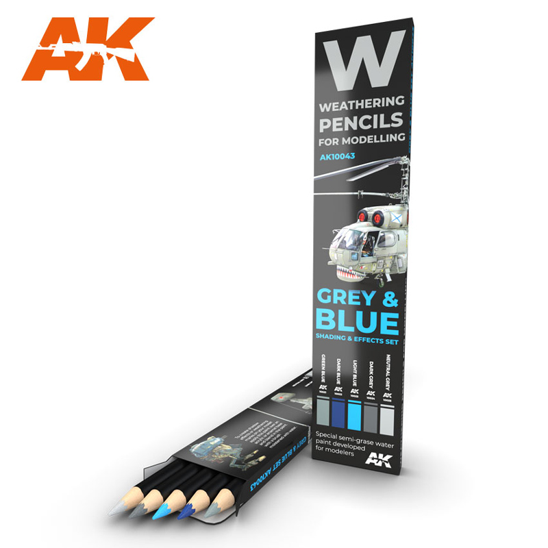 Weathering Pencils: Grey & Blue Shading & Effects Set (5 Colors)