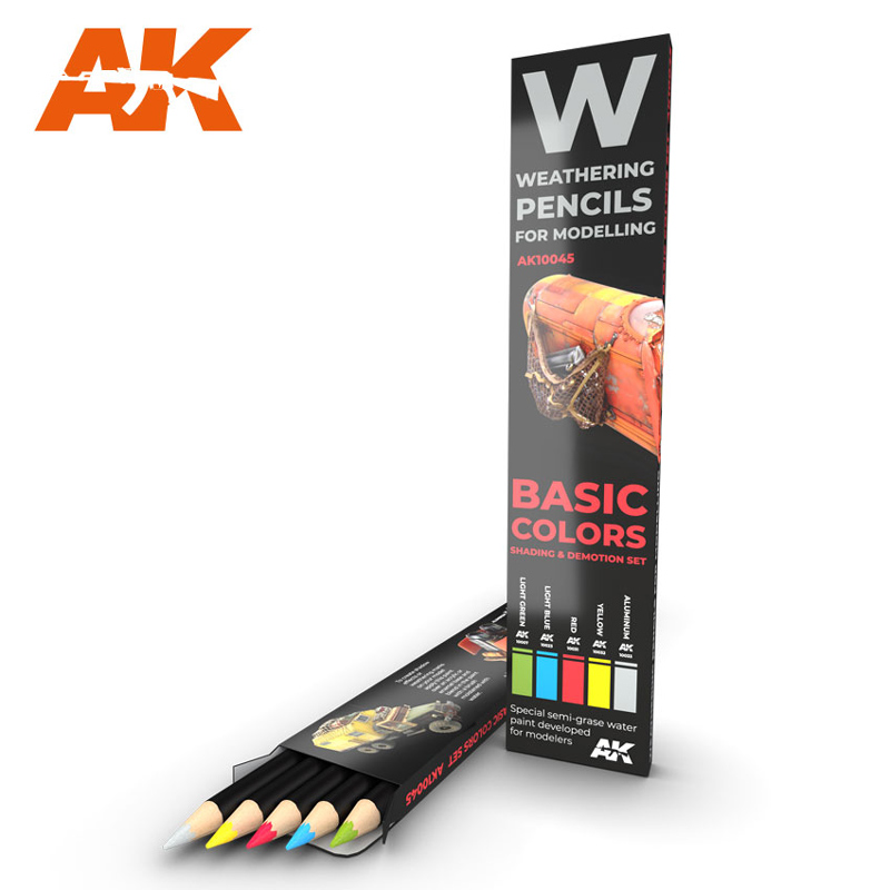 Weathering Pencils: Basic Colors Shading & Demotion Set (5 Colors)