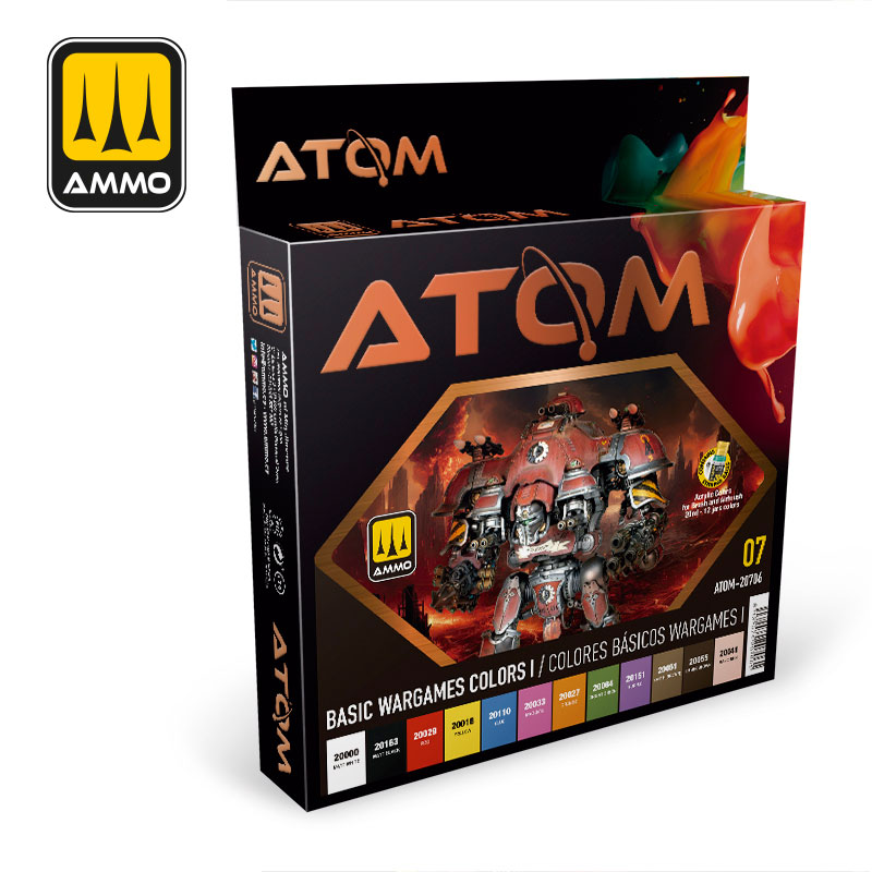Ammo By Mig ATOM Acrylic Paint Set: Basic Wargaming Colors Set 1
