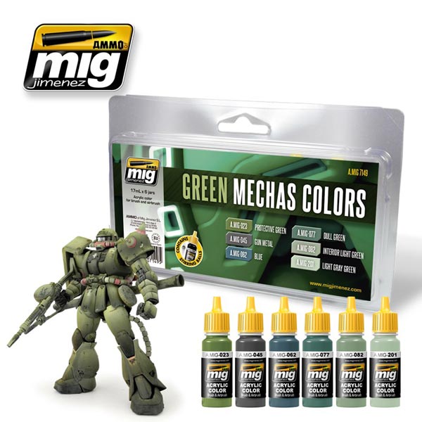 Acrylic Paint Set: Green Mechas Colors 