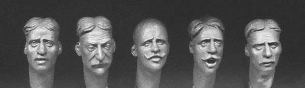 5 Heads with Vintage Haircuts, circa 1880-1914 (WWI)