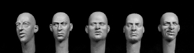 5 Additional Bald Heads, European Features