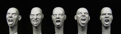  War Faces! 5 Bare Heads Shouting