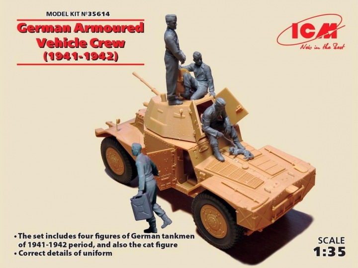 WWII German Armored Vehicle Crew 1941-42 (4 w/Cat) (New Tool)