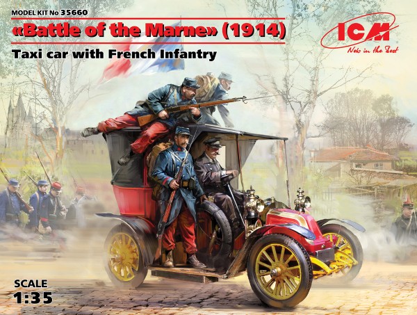 WWI Renault AG1 French Taxi w/4 French Infantry Battle of the Marne 1914