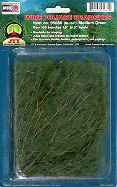 Wire Foliage Branches Medium Green, (60 per pkg)