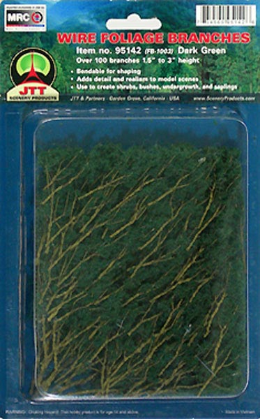 Wire Foliage Branches Dark Green, (60 per pkg)