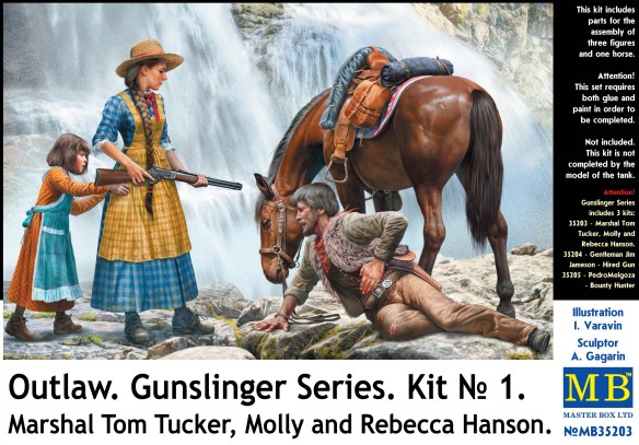 Outlaw Gunslinger: Marshall Tucker Wounded, Horse, Molly & Rebecca Hanson w/Rifle