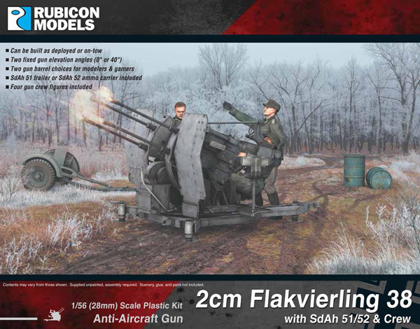 WWII German 2cm Flakvierling 38 with SdAh 51/52 Trailer & Crew