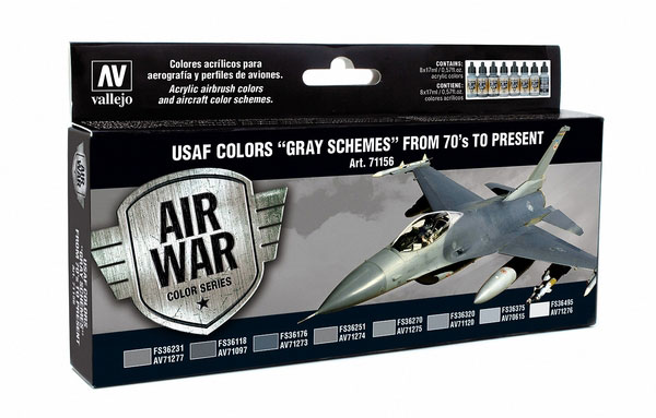 USAF Colors Gray Schemes from 70s to Present Model Air Paint Set (8 Colors)