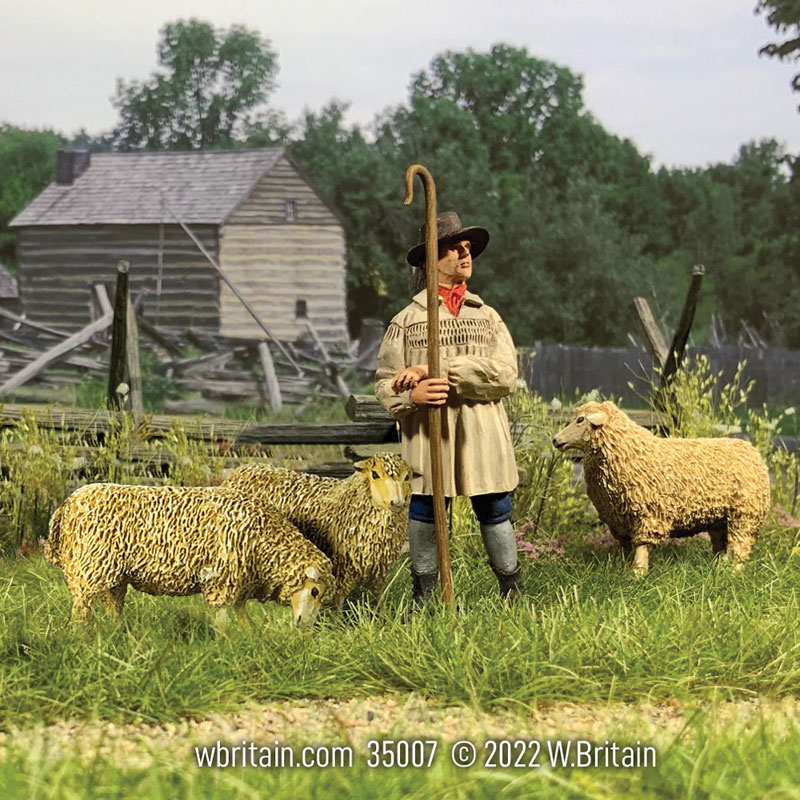Shepherd with Three Sheep