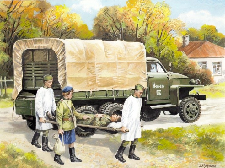 WWII Studebaker US6 Army Truck w/Soviet Medical Personnel