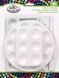 Plastic Paint Palettes & Knives Set