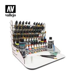 Paint Display Stand w/Vertical Storage & Small Workstation
