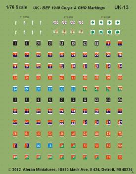 WWII BEF 1940 Corps and GHQ Markings