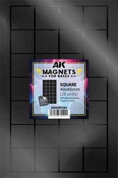 AK Interactive Magnets Sheet Square Base 40×40mm (28 Units)