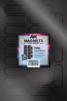 AK Interactive Magnets Sheet Oval Base 25×70mm (21 Units)