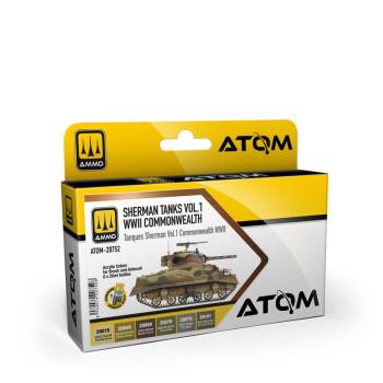 Ammo By Mig ATOM Acrylic Paint Set: Sherman Tanks Vol.1 WWII Commonwealth (6 Colors) 20ml Bottles