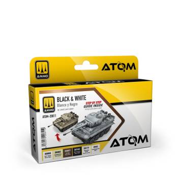 Ammo By Mig ATOM Acrylic Paint Set: Black & White Technique (6 Colors)