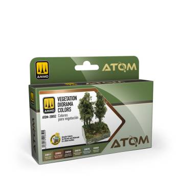 Ammo By Mig ATOM Acrylic Paint Set: Vegetation Diorama Colors (6 Colors) 20ml Bottles
