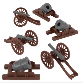 BMC Revolutionary War Cannon & Mortar - 6pc Brown and Grey Set