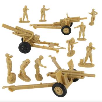BMC CTS WW2 US Howitzer Artillery & Crew - 12pc Tan Set