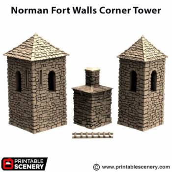Norman Fort Walls Corner Towers - King and Country - Printable Scenery