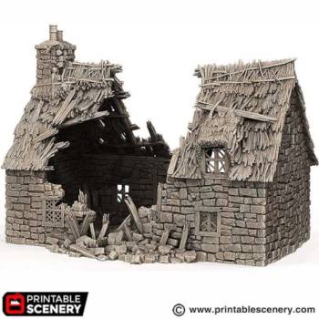 Ruined Country Manor - King and Country - Printable Scenery