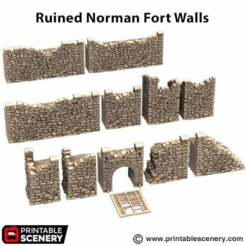 Ruined Norman Stone Fort Walls - King and Country - Printable Scenery
