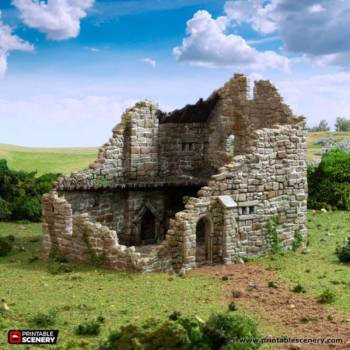 Ruined Norman Stone Manor - King and Country - Printable Scenery