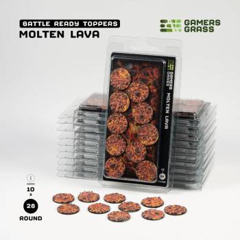 Gamers Grass Battle Ready Toppers - Molten Lava Round 28mm (x10)