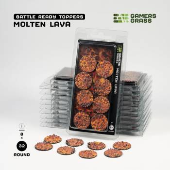 Gamers Grass Battle Ready Toppers - Molten Lava Round 32mm (x8)