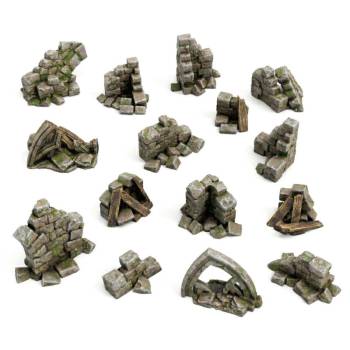 Green Stuff World 3D Printed Set - Stone Wall Ruins 1:48